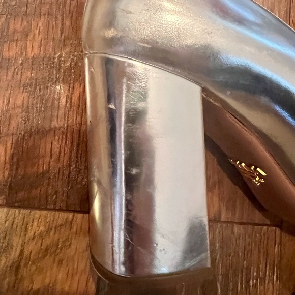 PRADA Leather Silver Block Heel Pumps - Picture 7 of 15